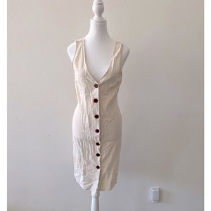 Cream, linen, sleeveless midi dress, size S